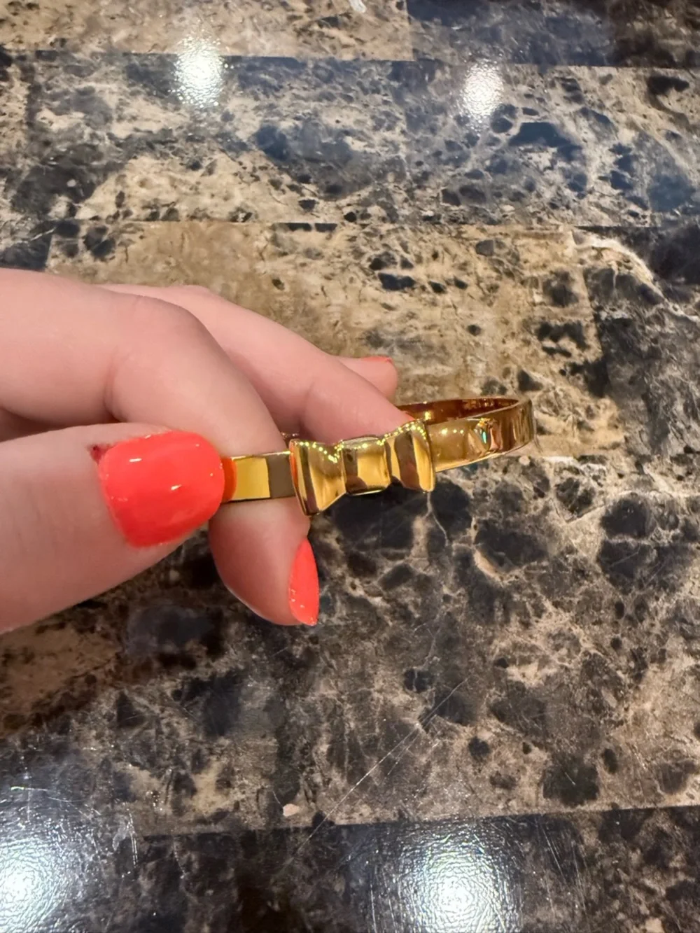Kate Spade "Take a Bow" Gold Slip-On Bangle Bracelet - Picture 6 of 8